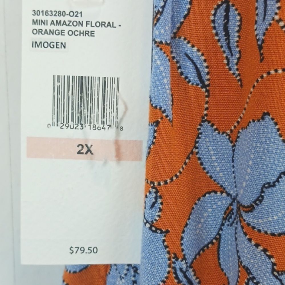 Jessica Simpson Women orange blue floral wide leg cropped flowy pants sz 2X Boho - Picture 8 of 10